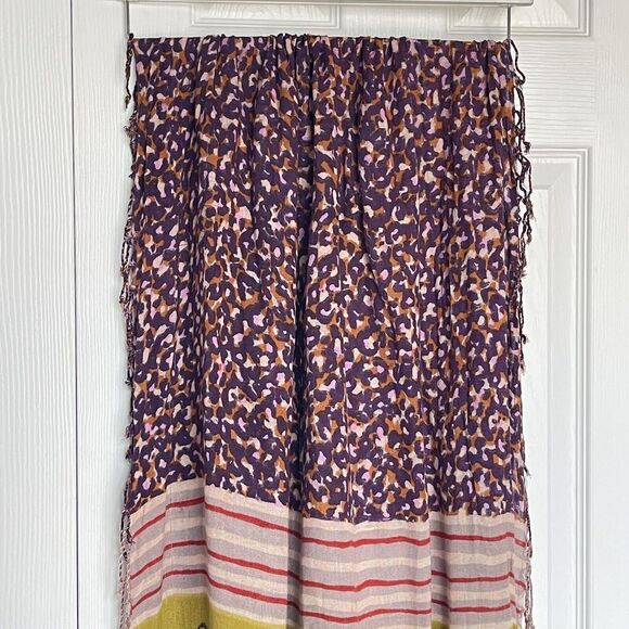 Women Viscose Fringed Scarf 68x26 In Multicolored - Picture 6 of 11